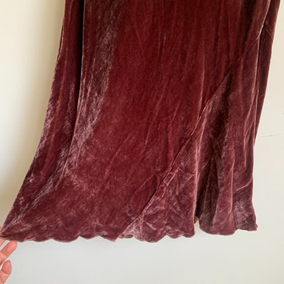 Aritzia Wilfred Spritz dress Pink Truffle Velvet Silk Midi Dress Size S - Picture 6 of 9